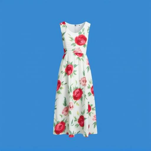 Abito midi a fiori con sfondo blu, ideale per la primavera e l'estate.