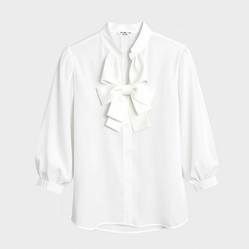 Blusa in seta bianca con fiocco al collo, un capo versatile per ogni occasione.