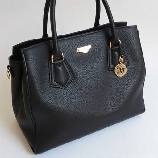 Borsa a mano in pelle nera con dettagli dorati, un accessorio di lusso senza tempo.