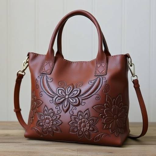 Borsa in pelle lavorata a mano con motivo floreale, collezione Artigianato Fiorentino