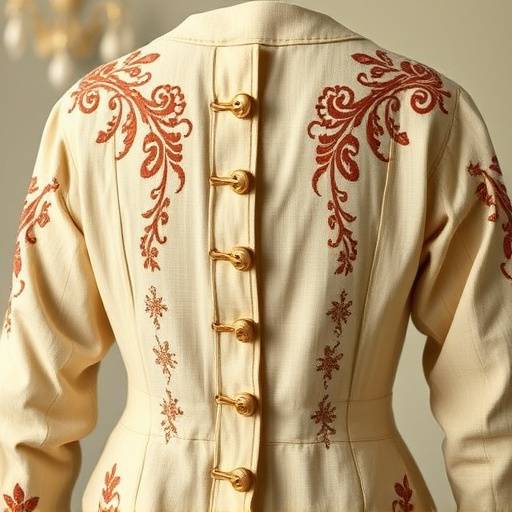 Giacca in lino beige con dettagli ricamati, collezione Rinascimento Fiorito