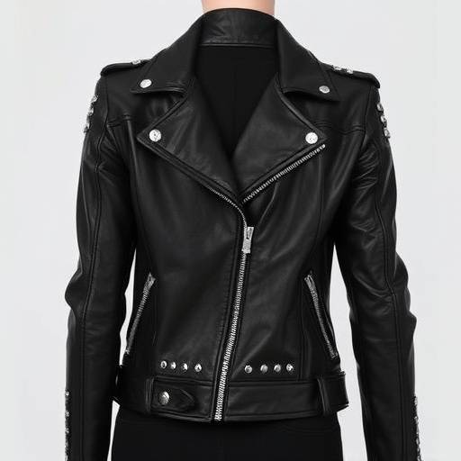 Giacca in pelle nera con borchie, collezione Notti Fiorentine